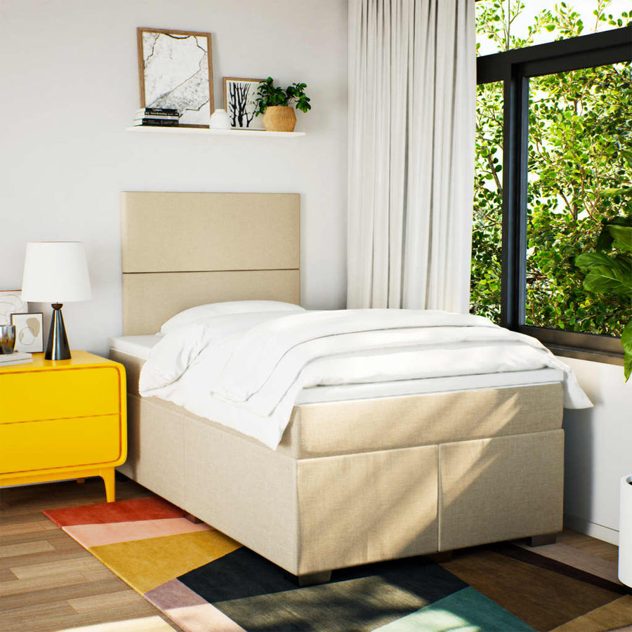 Boxspring met matras stof crèmekleurig 120x190 cm