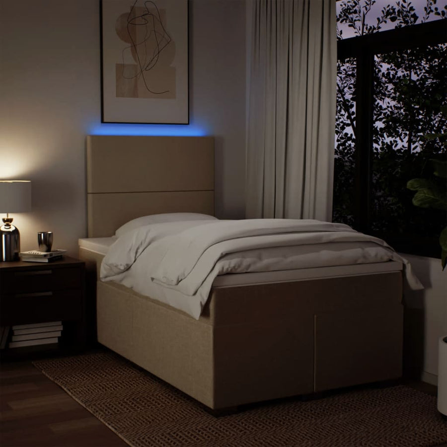 Boxspring met matras stof crèmekleurig 120x190 cm