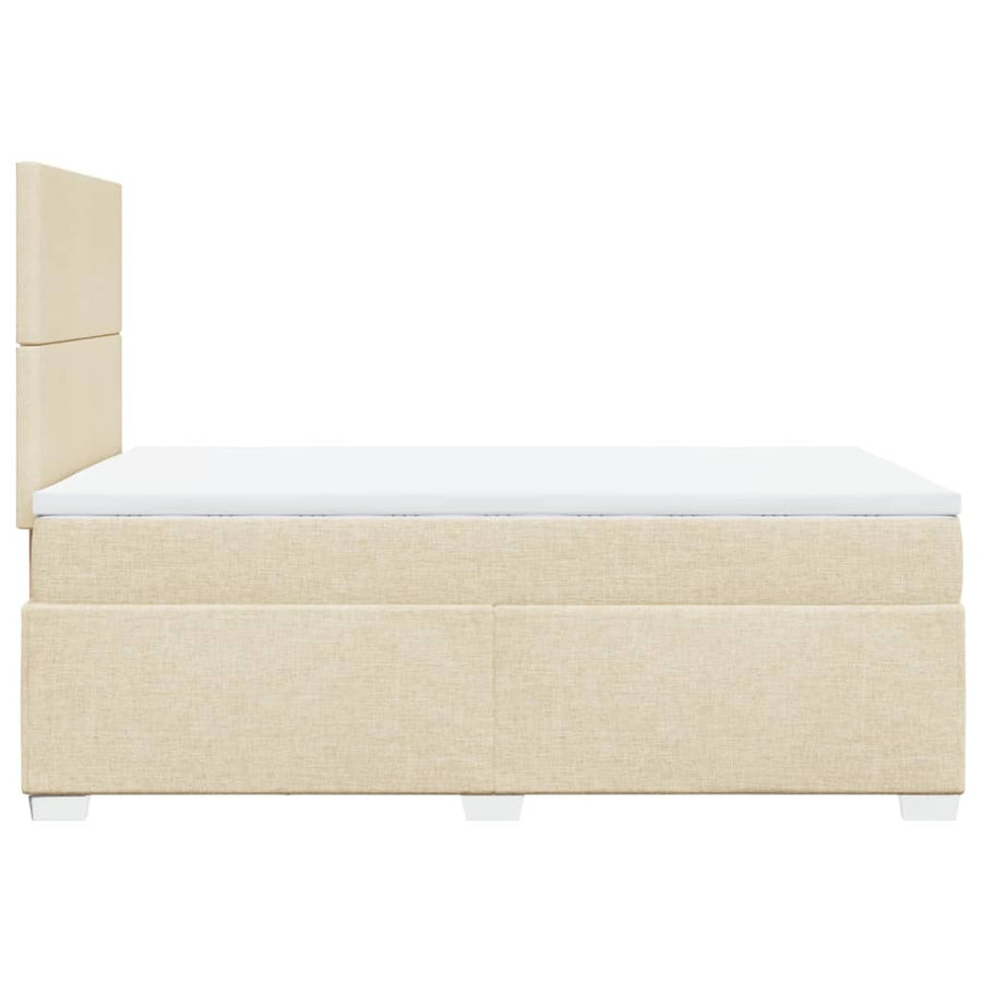 Boxspring met matras stof crèmekleurig 120x190 cm