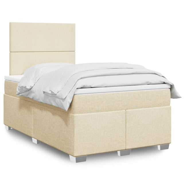 Boxspring met matras stof crèmekleurig 120x190 cm