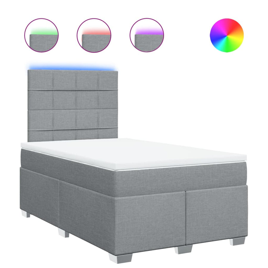 Boxspring met matras stof lichtgrijs 120x190 cm