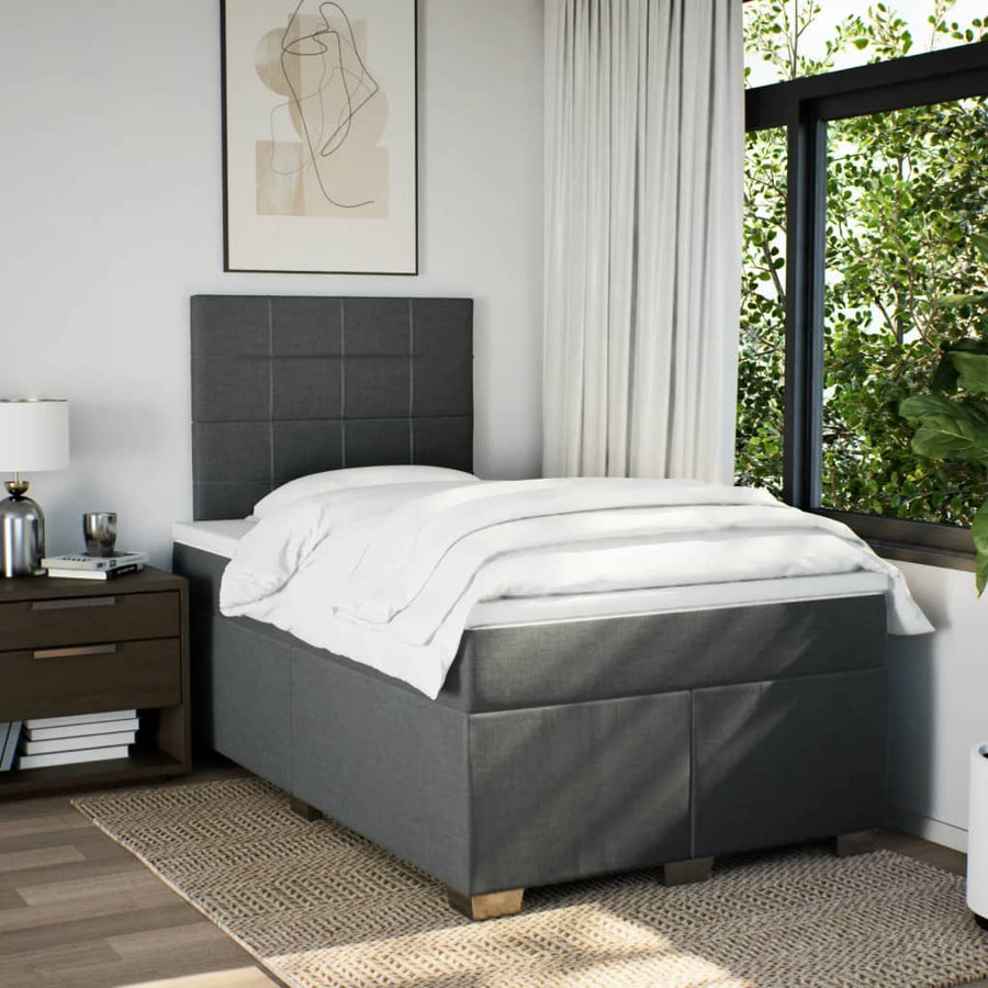 Boxspring met matras stof donkergrijs 120x190 cm