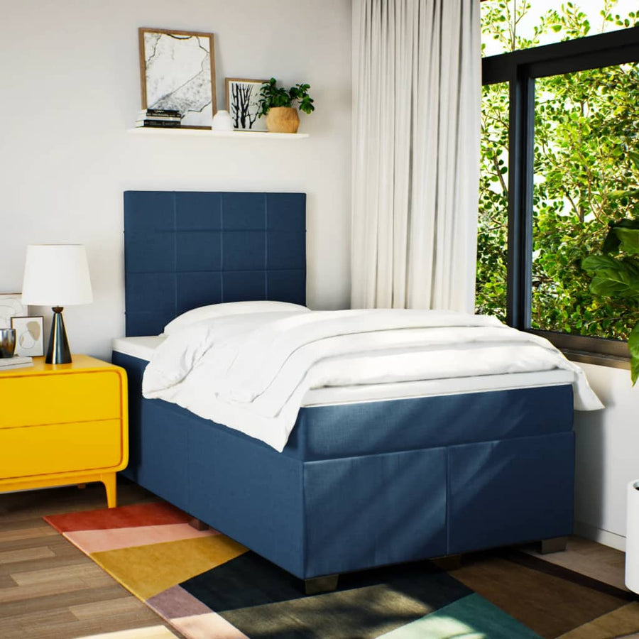 Boxspring Met Matras Stof 120 x 190 cm Blauw