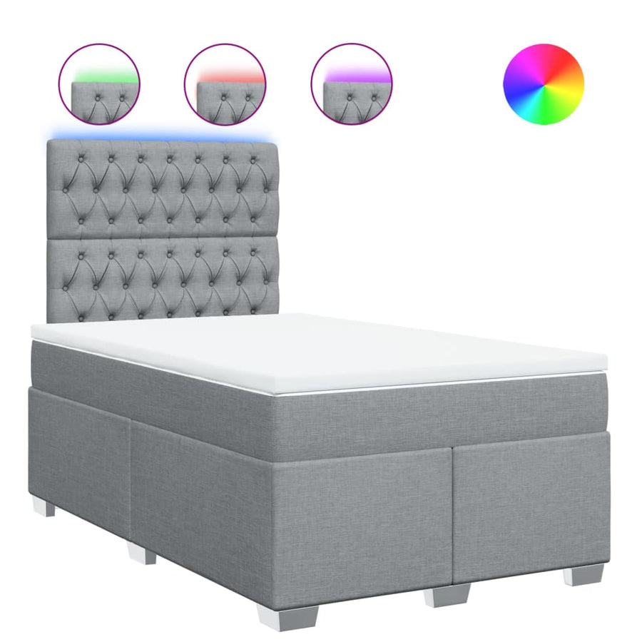 Boxspring met matras stof lichtgrijs 120x190 cm