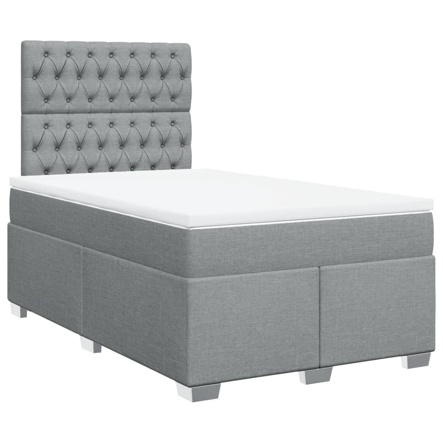Boxspring met matras stof lichtgrijs 120x190 cm