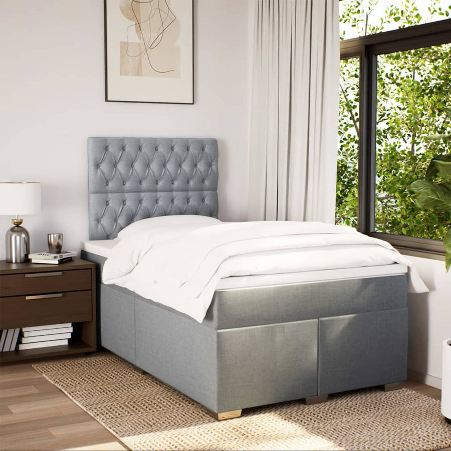 Boxspring met matras stof lichtgrijs 120x190 cm