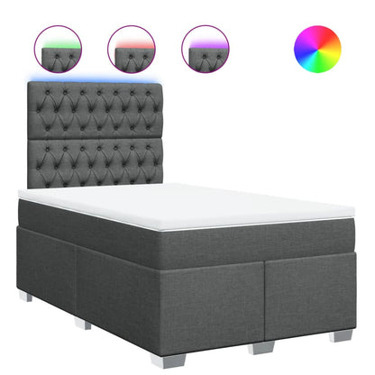 Boxspring met matras stof donkergrijs 120x190 cm