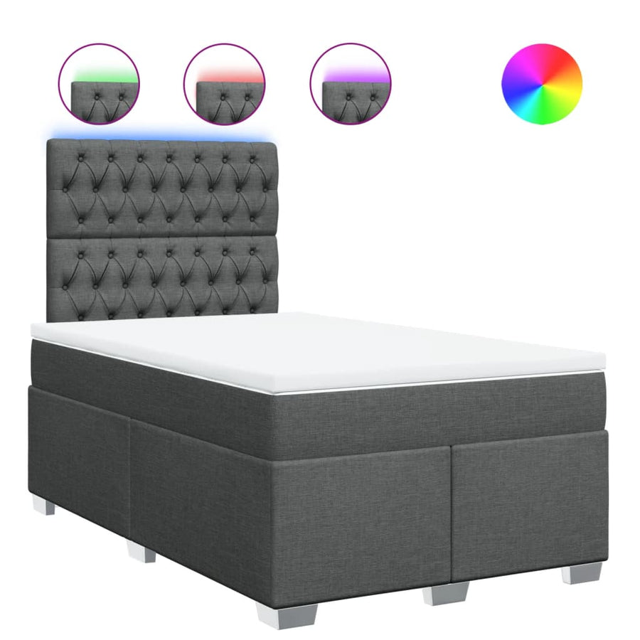 Boxspring met matras stof donkergrijs 120x190 cm