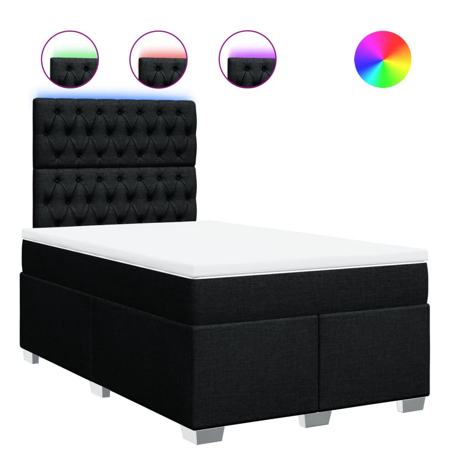 Boxspring met matras stof zwart 120x190 cm