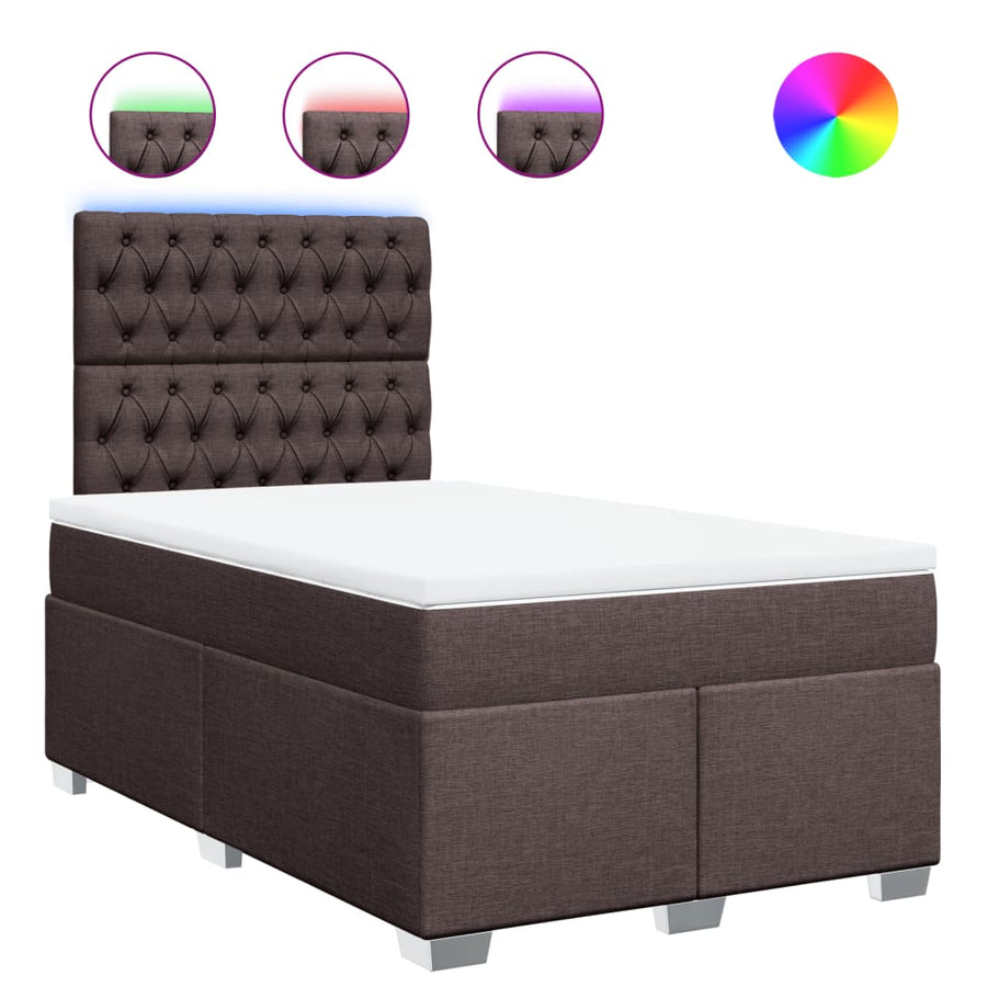 Boxspring met matras stof donkerbruin 120x190 cm