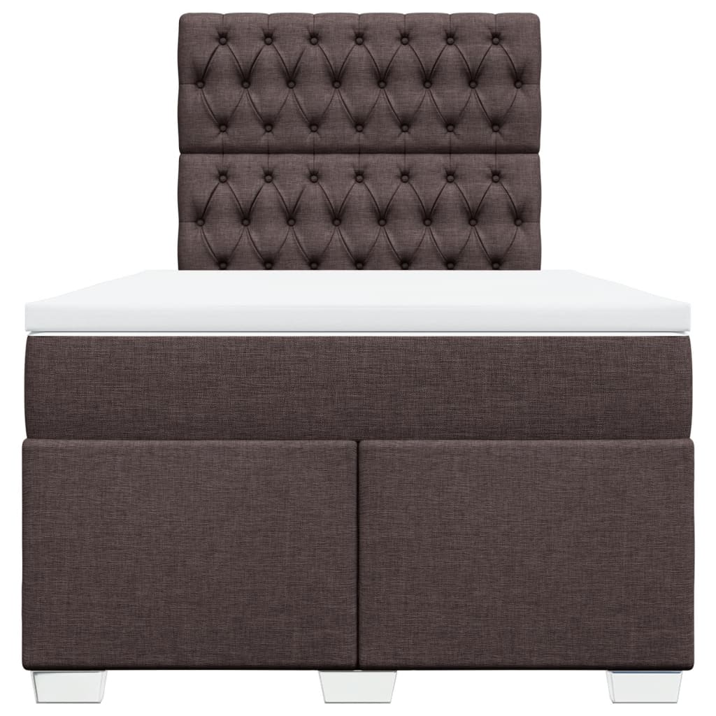 Boxspring met matras stof donkerbruin 120x190 cm