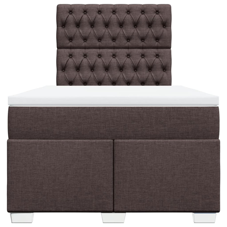 Boxspring met matras stof donkerbruin 120x190 cm