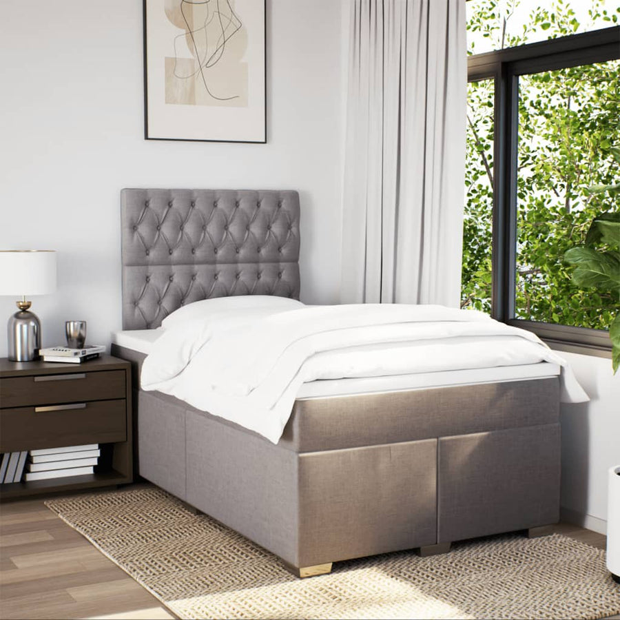 Boxspring met matras stof taupe 120x190 cm