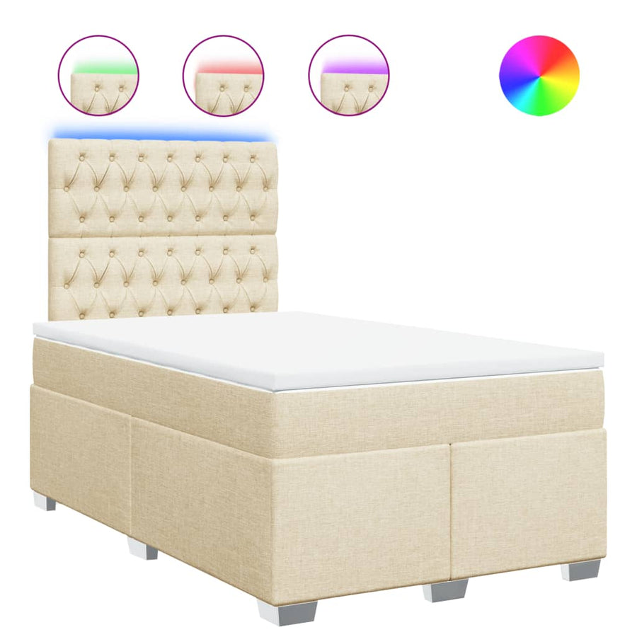 Boxspring met matras stof crèmekleurig 120x190 cm