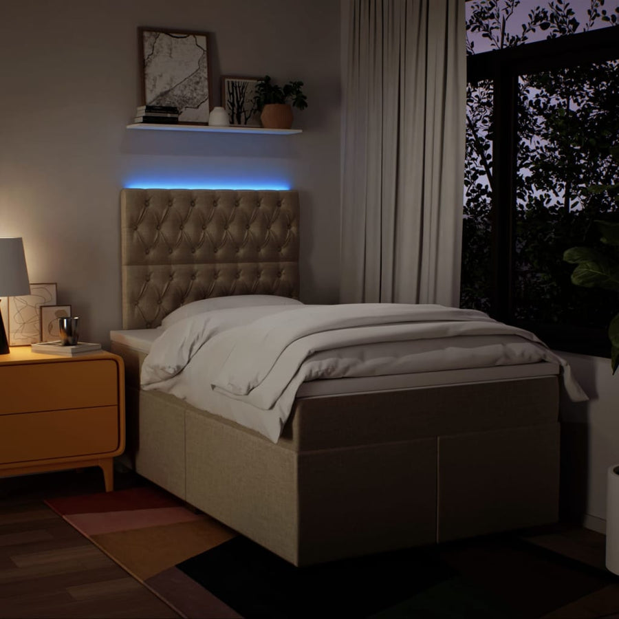 Boxspring met matras stof crèmekleurig 120x190 cm