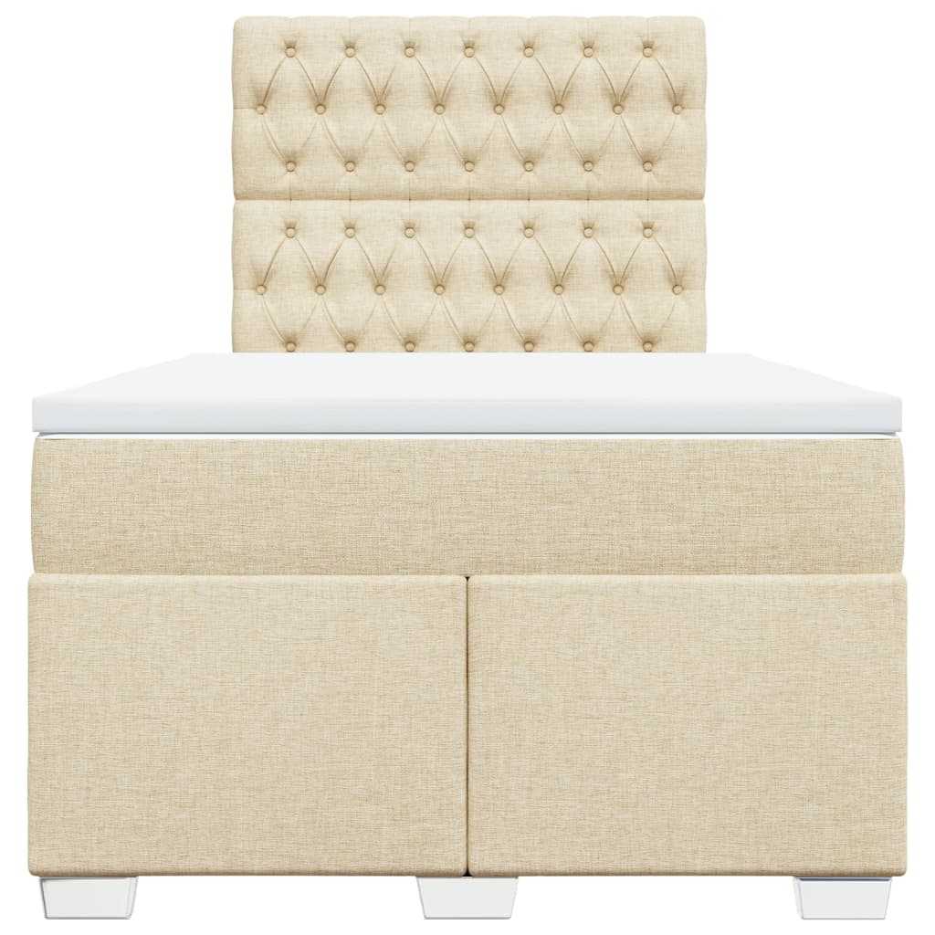 Boxspring met matras stof crèmekleurig 120x190 cm