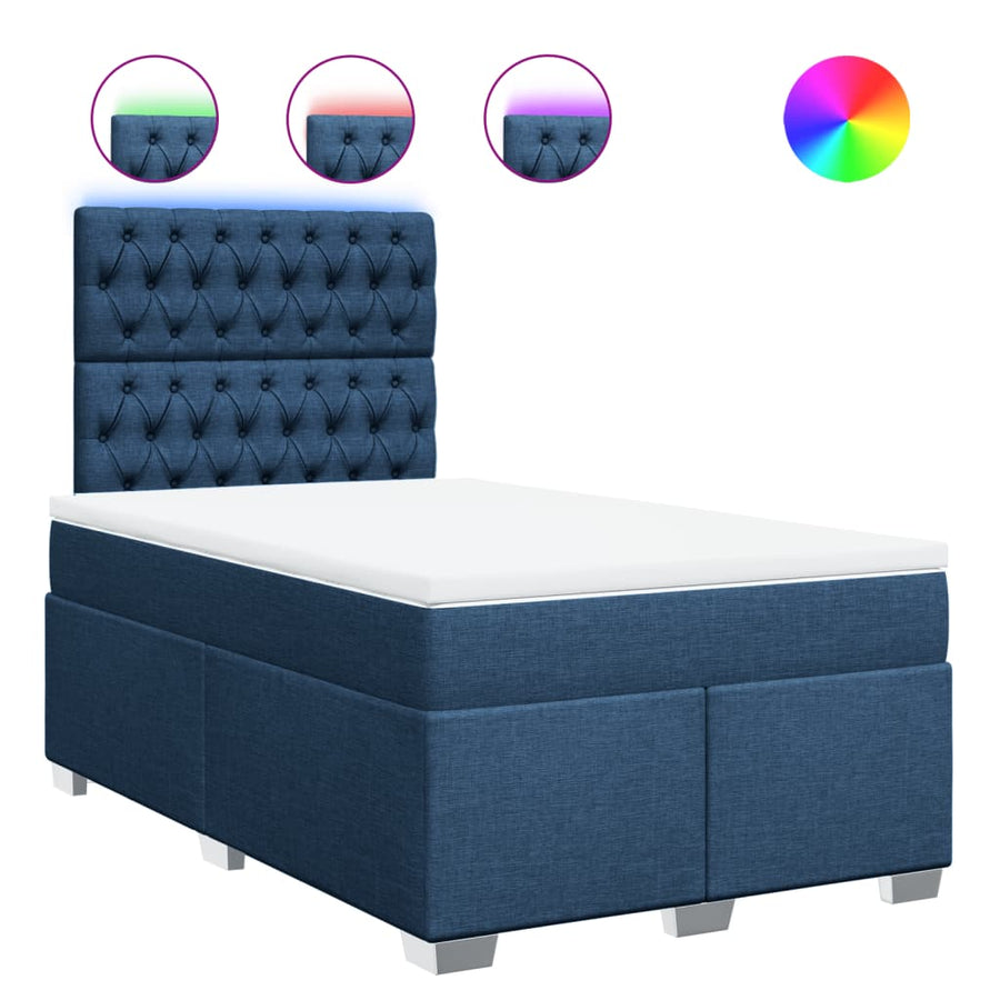 Boxspring met matras stof blauw 120x190 cm