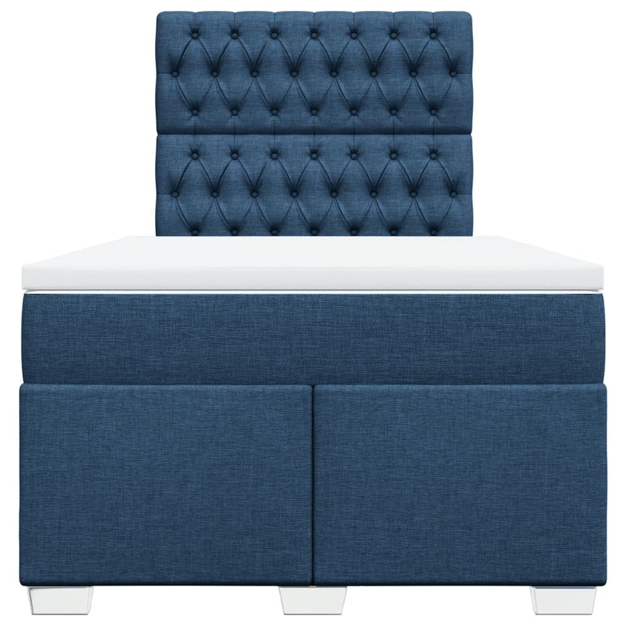 Boxspring met matras stof blauw 120x190 cm