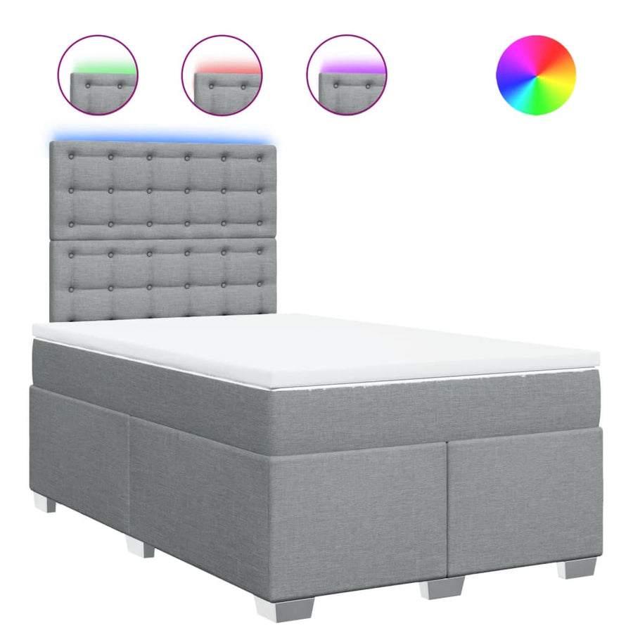 Boxspring met matras stof lichtgrijs 120x190 cm
