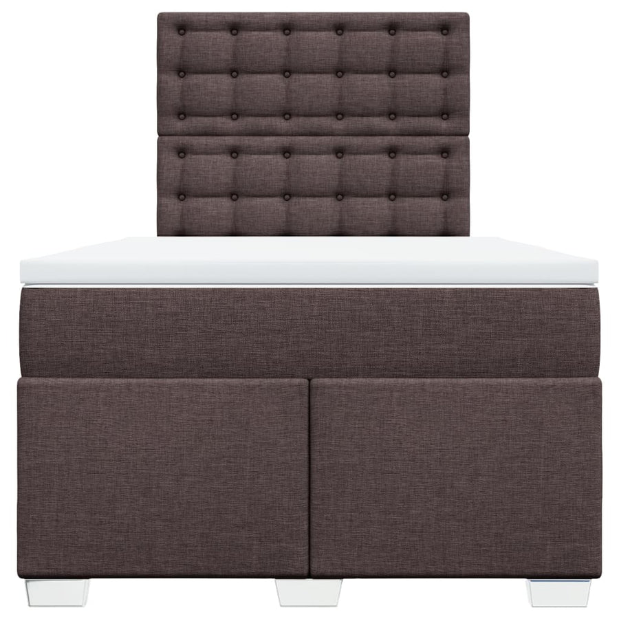 Boxspring met matras stof donkerbruin 120x190 cm