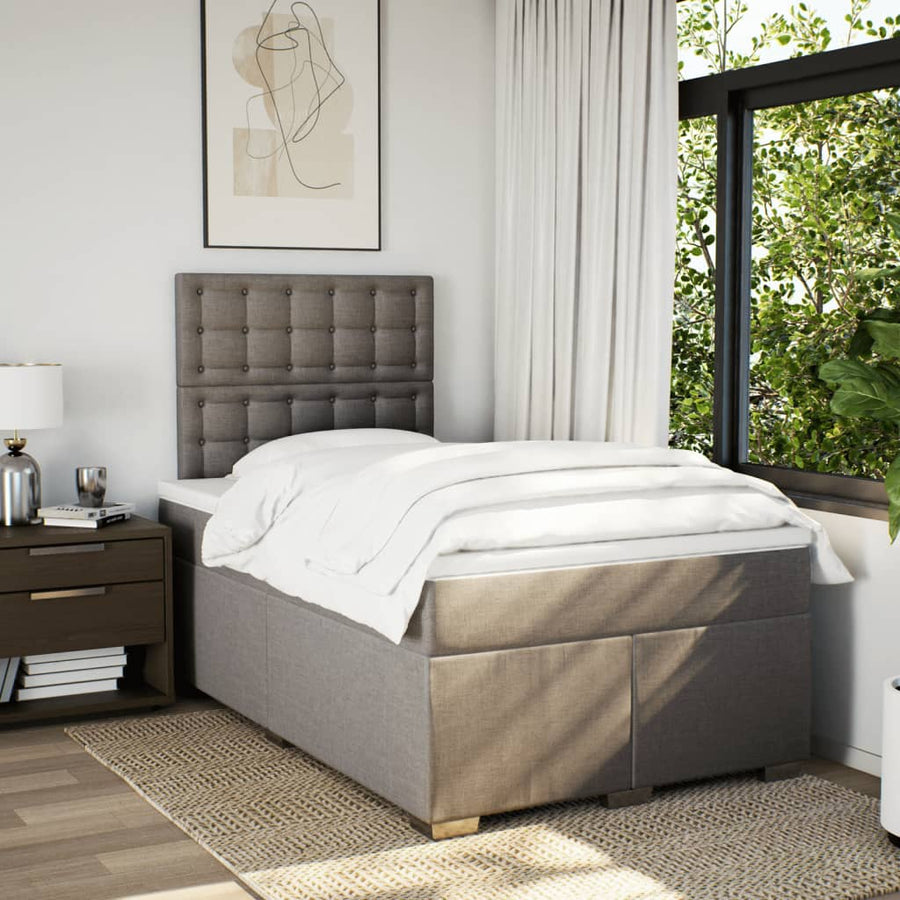 Boxspring met matras stof taupe 120x190 cm
