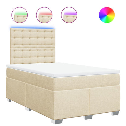 Boxspring met matras stof crèmekleurig 120x190 cm