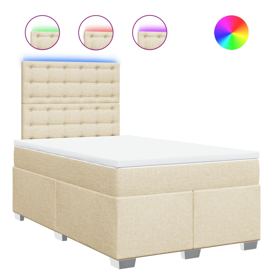 Boxspring met matras stof crèmekleurig 120x190 cm