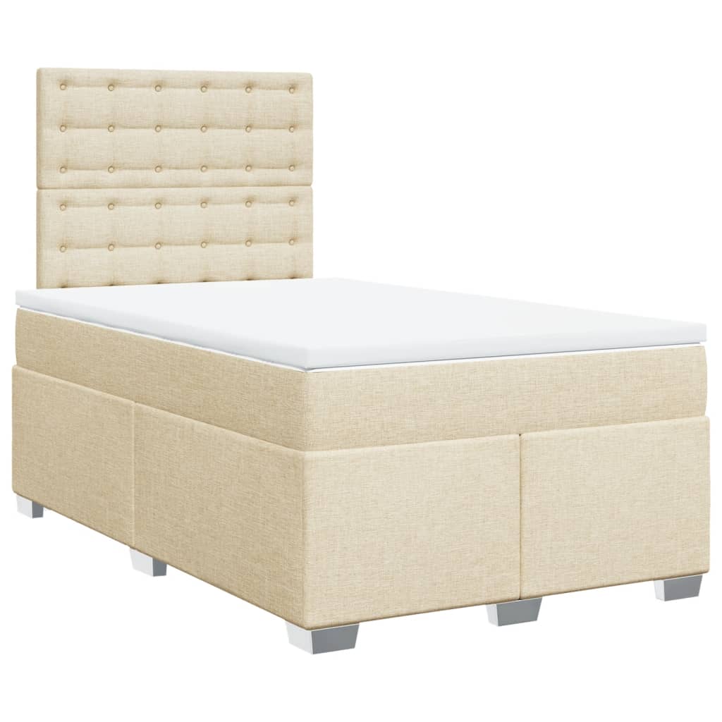 Boxspring met matras stof crèmekleurig 120x190 cm