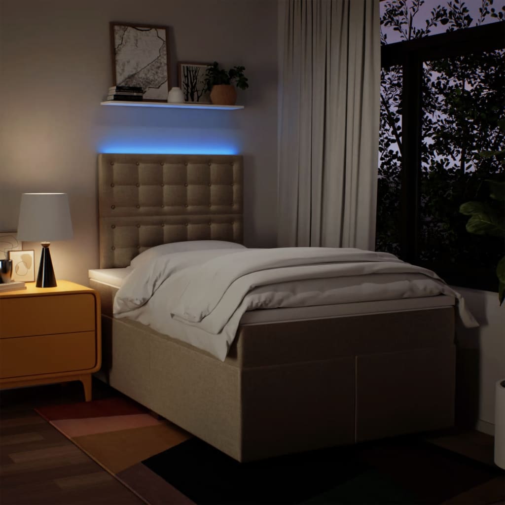 Boxspring met matras stof crèmekleurig 120x190 cm