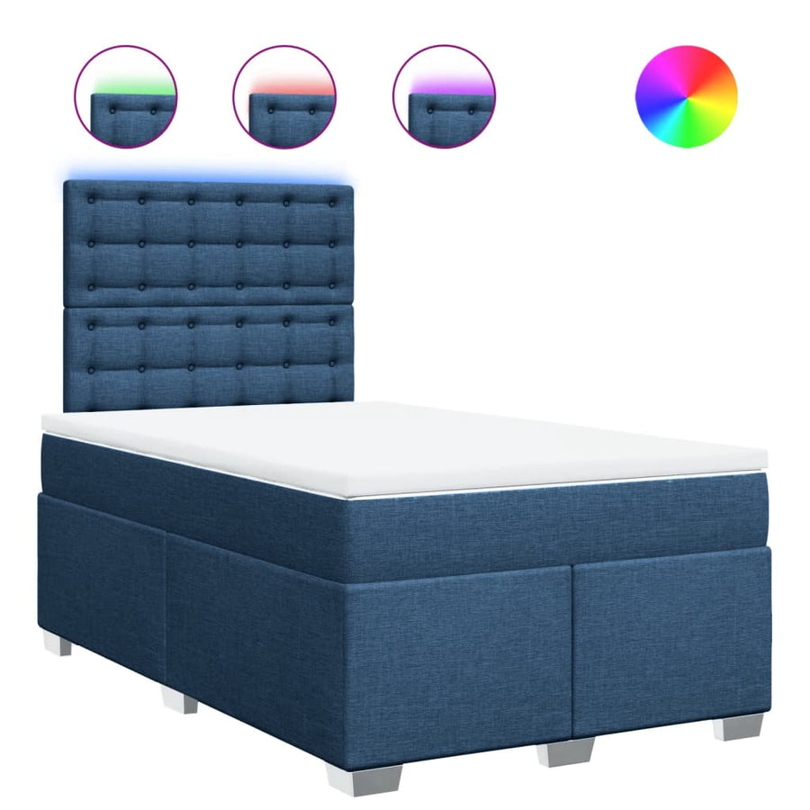 Boxspring Met Matras Stof 120 x 190 cm Blauw