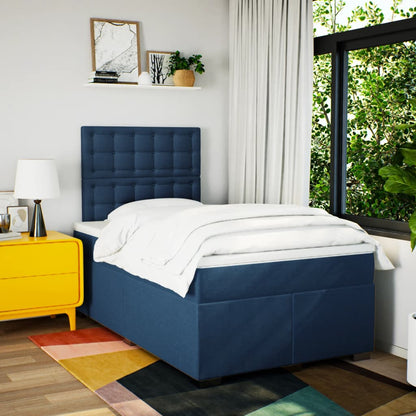 Boxspring Met Matras Stof 120 x 190 cm Blauw