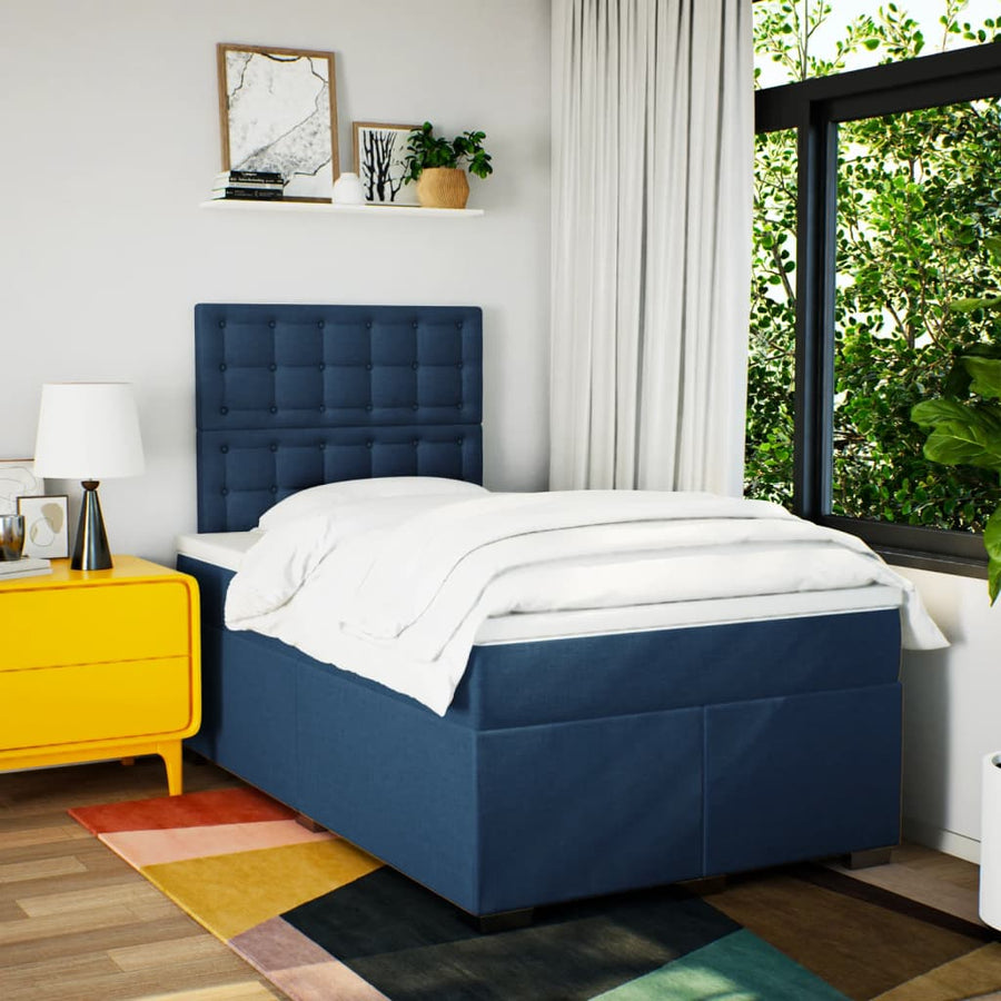 Boxspring Met Matras Stof 120 x 190 cm Blauw