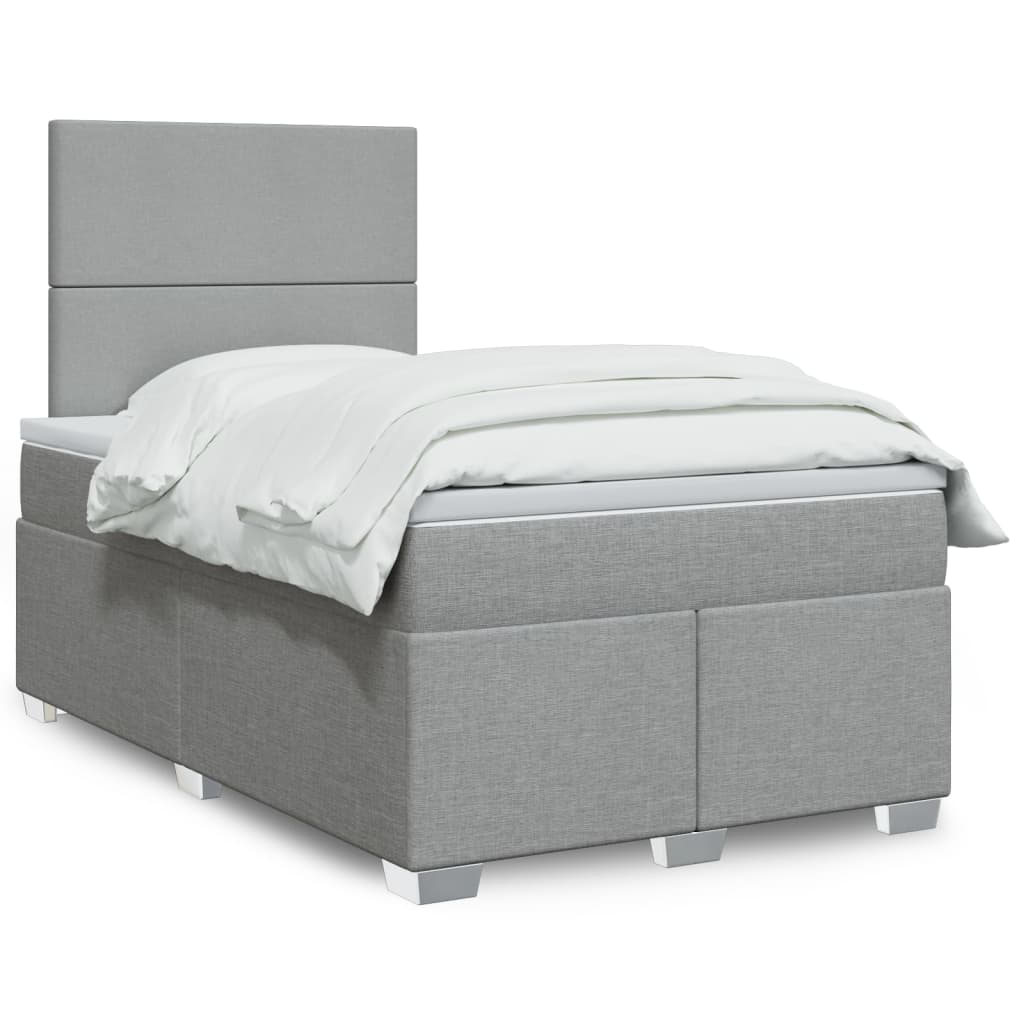 Boxspring met matras stof lichtgrijs 120x200 cm