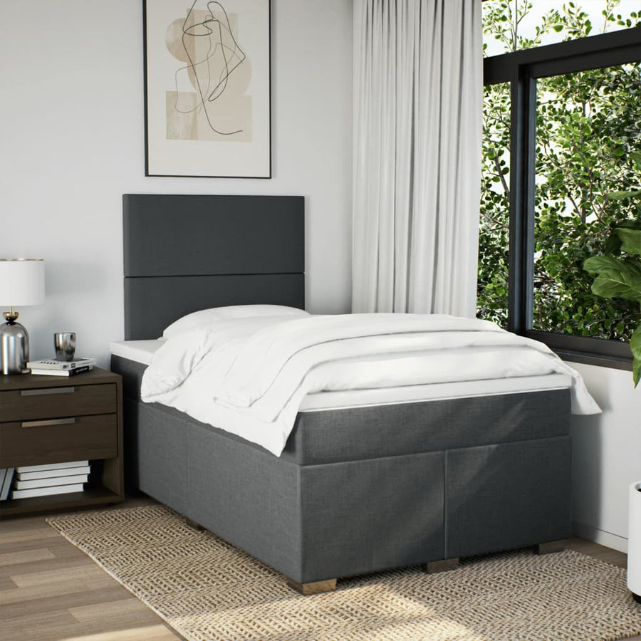 Boxspring met matras stof donkergrijs 120x200 cm