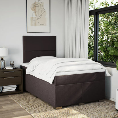 Boxspring met matras stof donkerbruin 120x200 cm