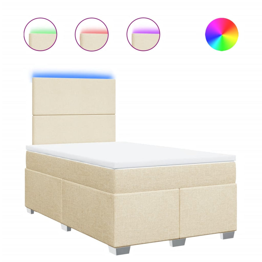 Boxspring met matras stof crèmekleurig 120x200 cm