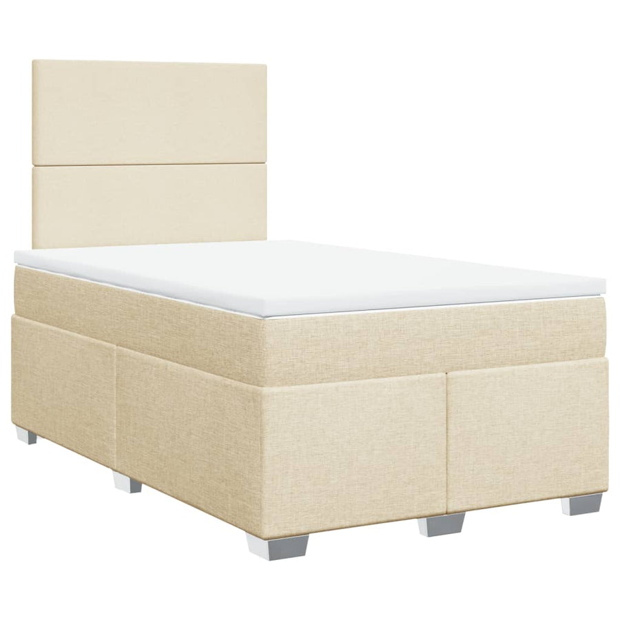 Boxspring met matras stof crèmekleurig 120x200 cm