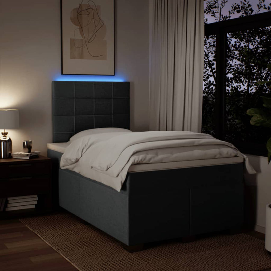 Boxspring met matras stof donkergrijs 120x200 cm