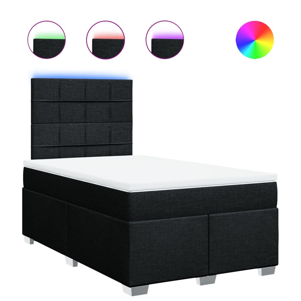 Boxspring met matras stof zwart 120x200 cm