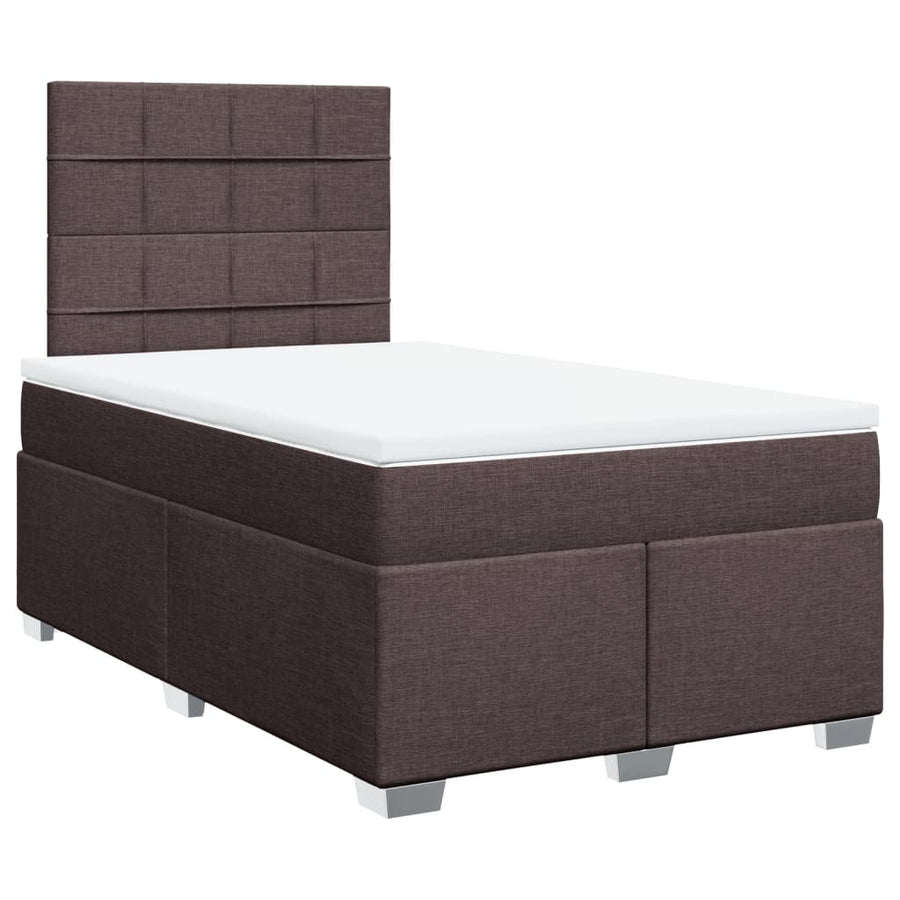 Boxspring met matras stof donkerbruin 120x200 cm