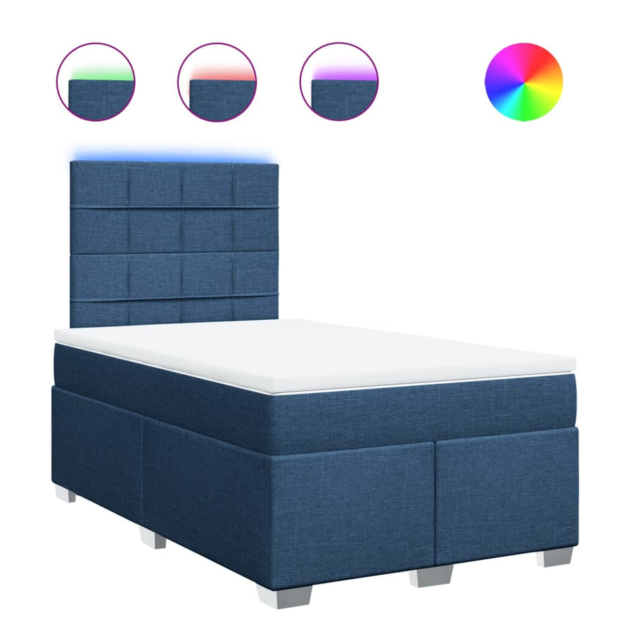 Boxspring met matras stof blauw 120x200 cm