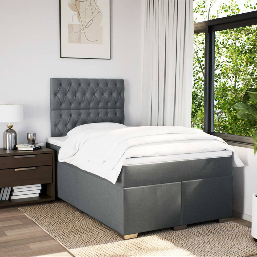 Boxspring met matras stof donkergrijs 120x200 cm