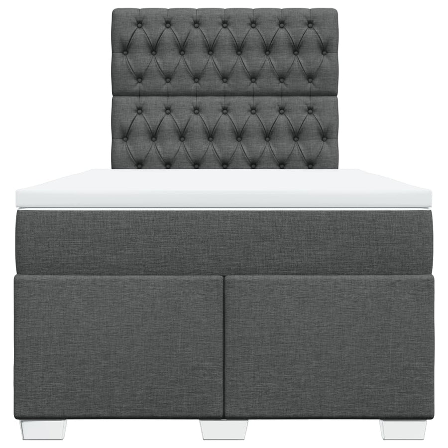 Boxspring met matras stof donkergrijs 120x200 cm