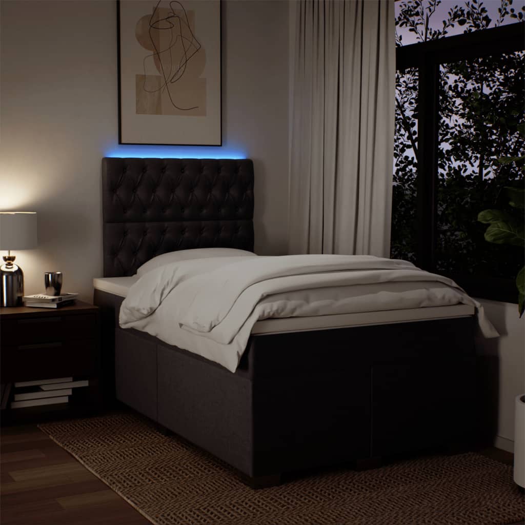 Boxspring met matras stof donkerbruin 120x200 cm