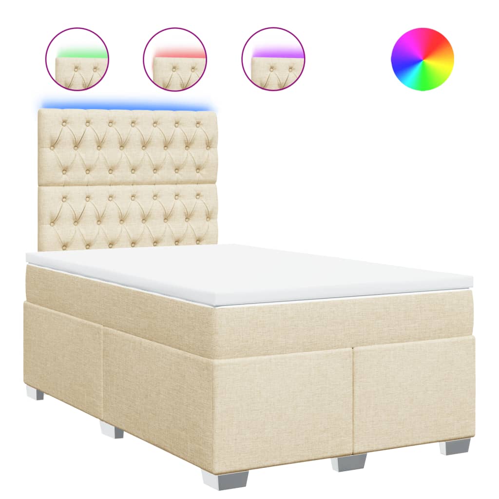 Boxspring met matras stof crèmekleurig 120x200 cm