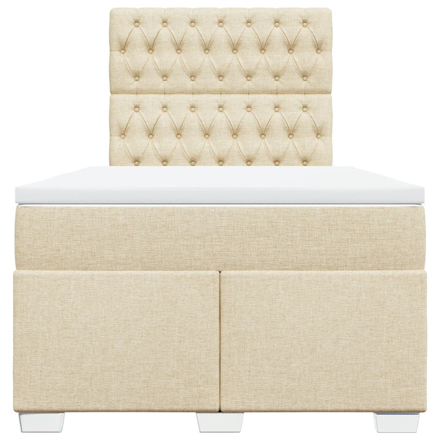 Boxspring met matras stof crèmekleurig 120x200 cm