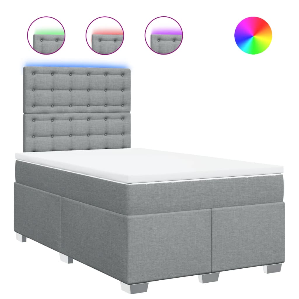 Boxspring met matras stof lichtgrijs 120x200 cm