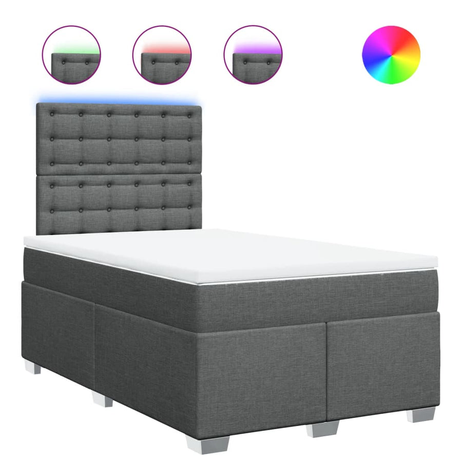 Boxspring met matras stof donkergrijs 120x200 cm