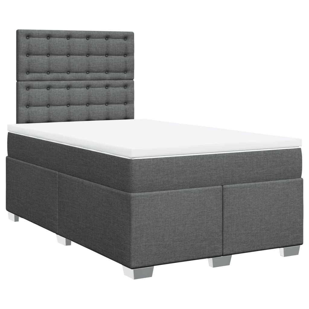 Boxspring met matras stof donkergrijs 120x200 cm