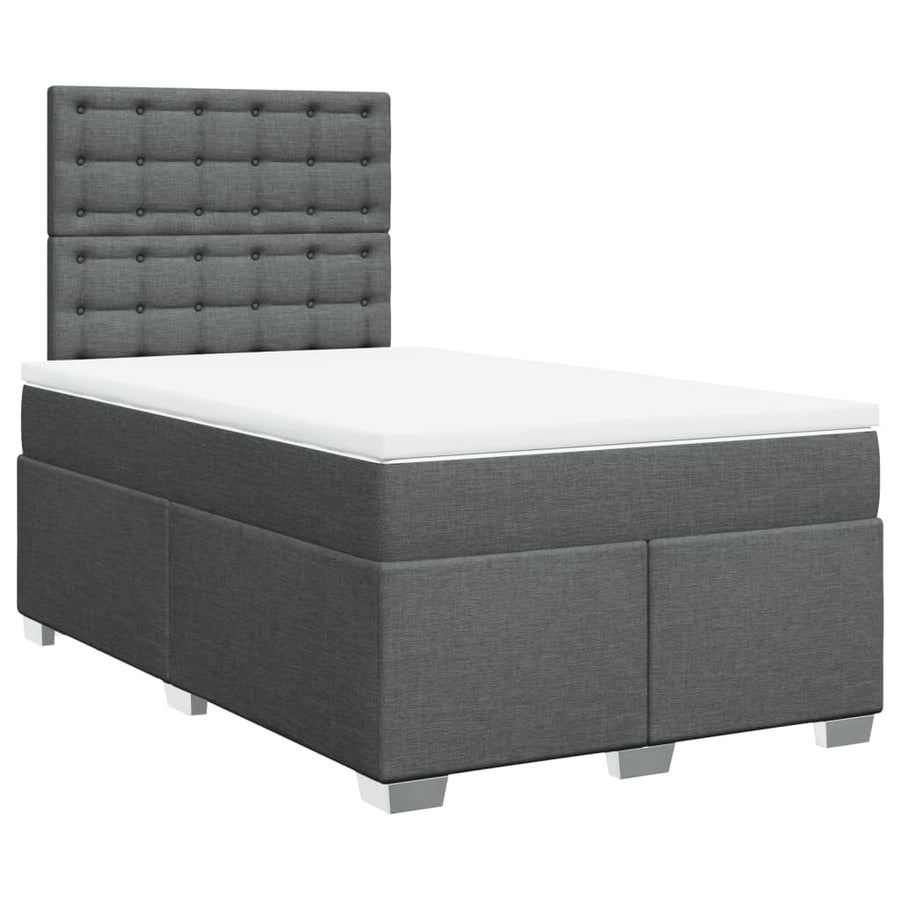 Boxspring met matras stof donkergrijs 120x200 cm